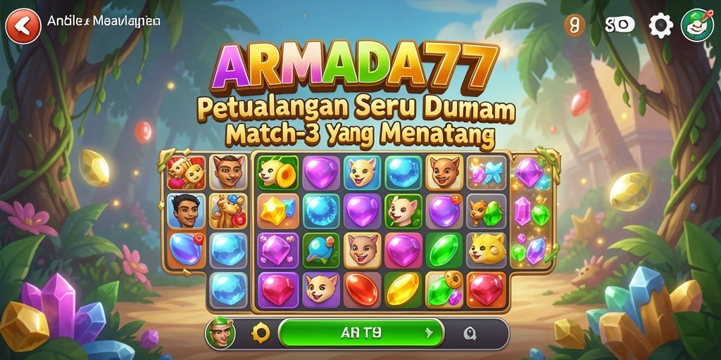 Tampilan gameplay seru dari ARMADA777 dengan pencocokan objek warna-warni.