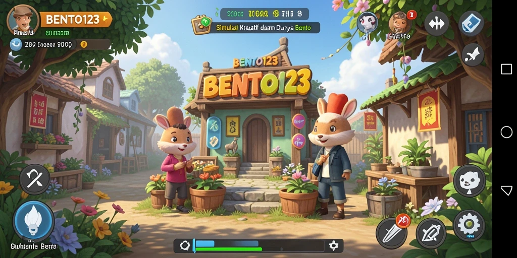 Tampilan gameplay BENTO123 yang menampilkan bento yang penuh warna.