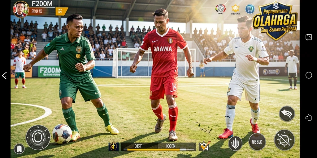 Tampilan gameplay F200M yang menegangkan di arena olahraga.