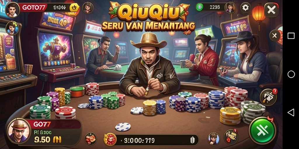 Tampilan menarik dari gameplay QiuQiu di GOTO77.