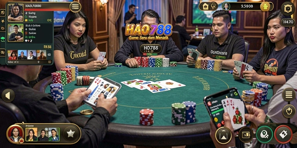 Tampilan gameplay HAO788 dengan suasana Poker yang seru.