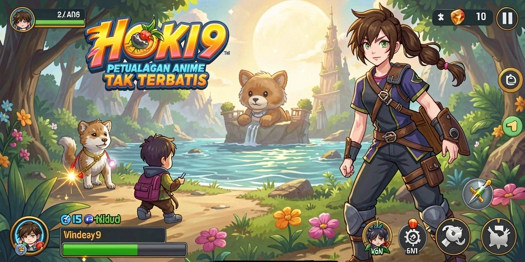 Screenshot HOKI9 menampilkan karakter dalam peperangan epik di dunia anime.