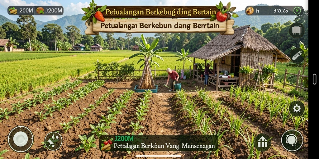 Gameplay J200M yang mengasyikkan saat berkebun dan bertani.