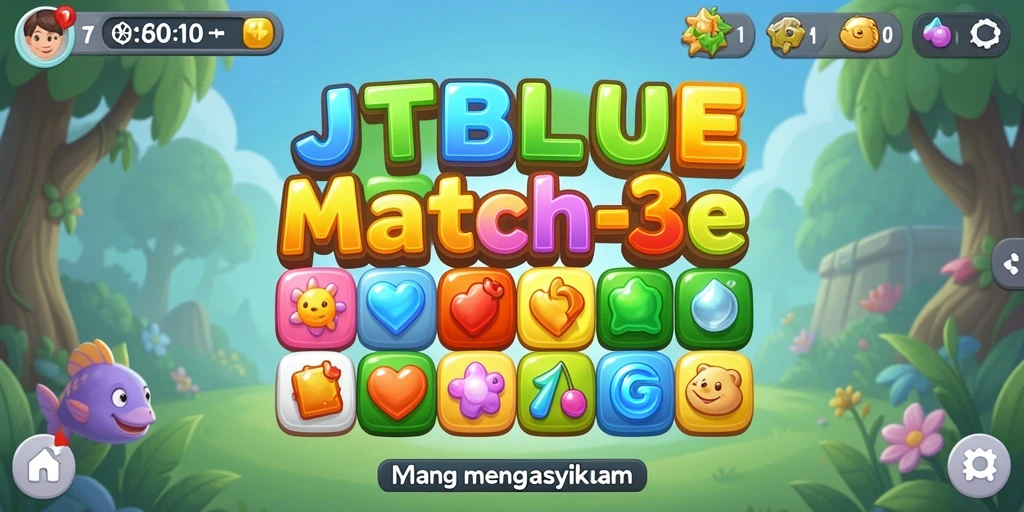 Tampilan gameplay JTBLUE yang menarik dan penuh warna.
