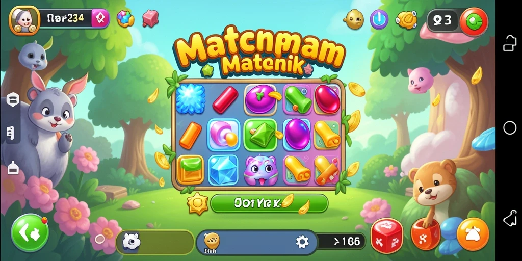Tangkapan layar gameplay K234 menampilkan keseruan mencocokkan permata dalam level yang penuh tantangan.