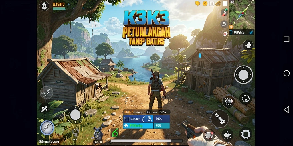 Screenshot gameplay K3K3 menampilkan kebebasan eksplorasi di dunia terbuka.