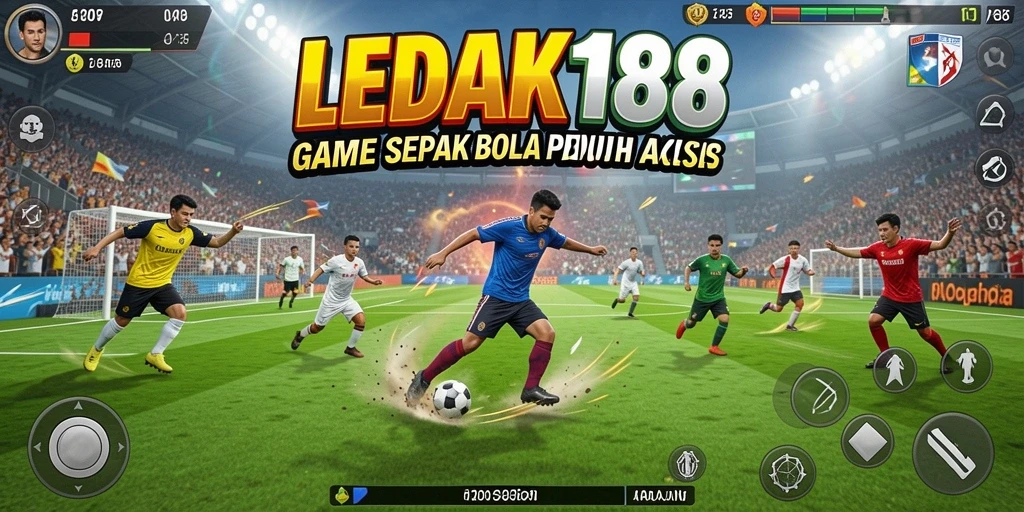 Tampilan gameplay <strong>LEDak188</strong> dalam aksi pertandingan sepak bola.