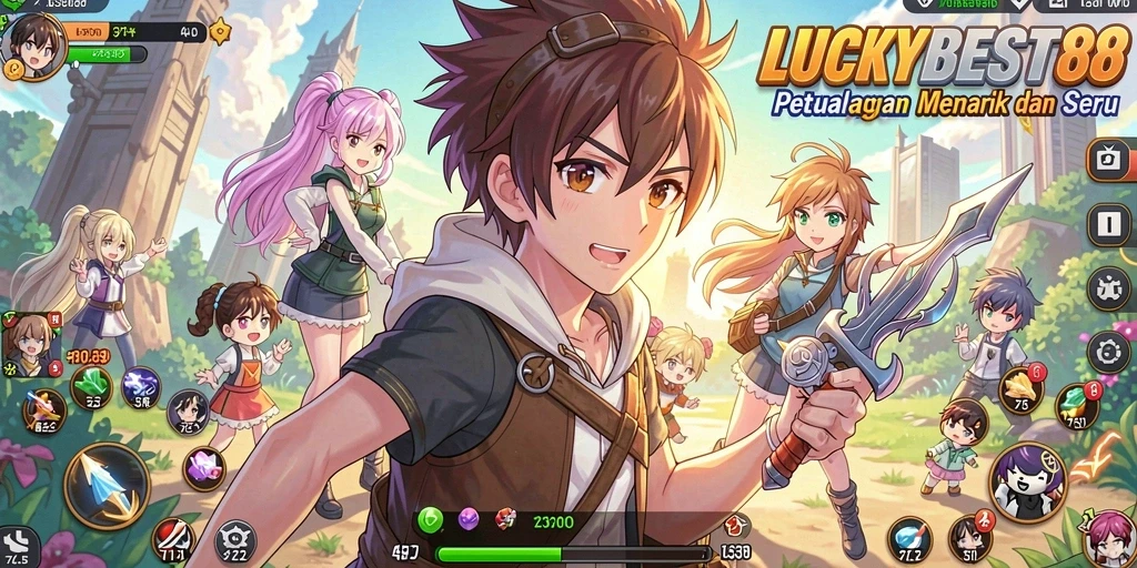 Tampilan gameplay seru di LUCKYBEST88 dengan karakter Anime yang menarik.