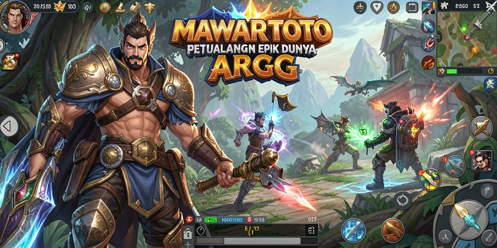 Screenshot gameplay epik dari MAWARTOTO saat pertempuran melawan monster.