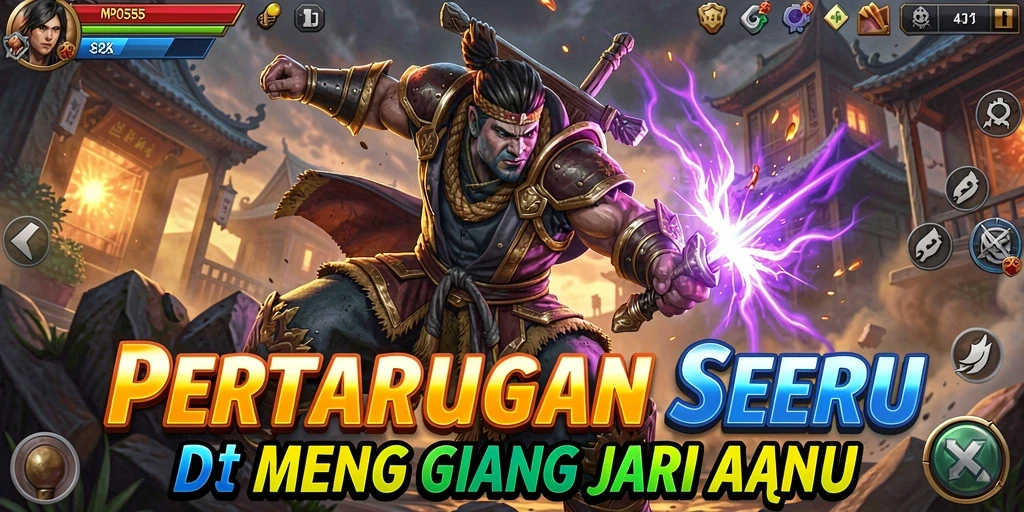 Tampilan gameplay seru dengan pertarungan intens di MPO555.