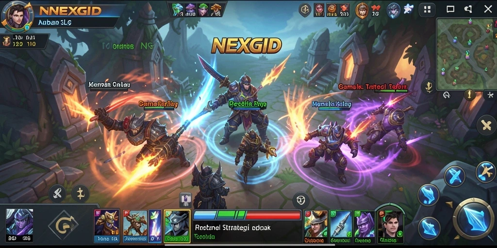 Gameplay NEXGID menampilkan strategi pertempuran yang mendebarkan.