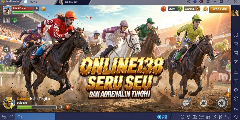 Screenshot utama <strong>ONLINE138</strong> menampilkan aksi balapan seru dengan kendaraan yang cepat.