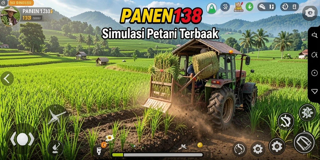 Screenshot menunjukkan aktivitas pertanian yang menyenangkan dalam PANEN138.