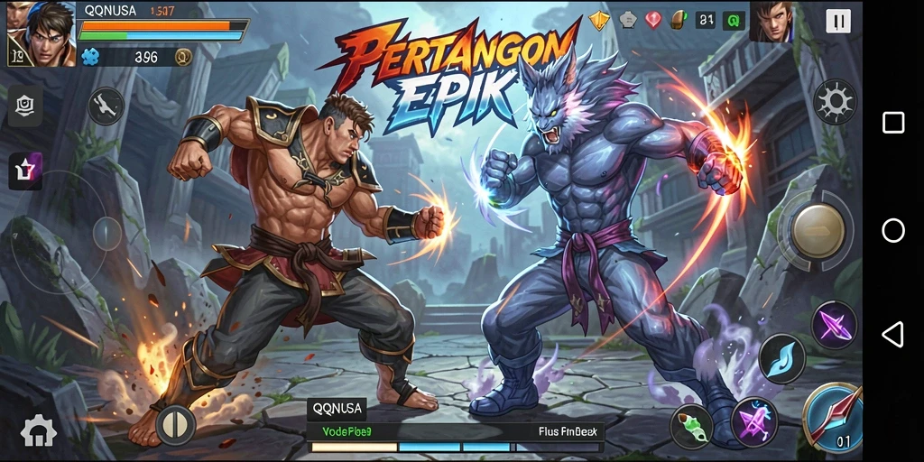 Tampilan aksi seru dalam game Fighting QQNUSA.