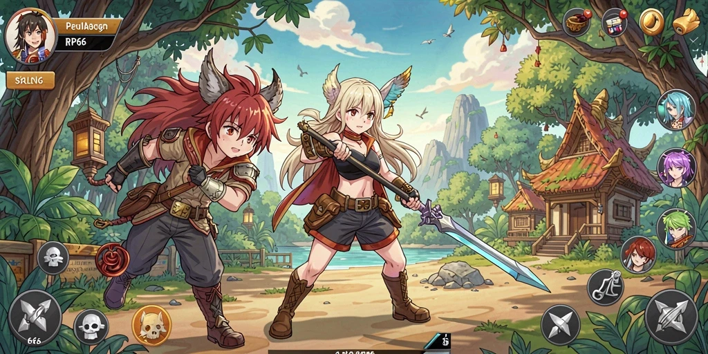 Tampilan gameplay RP66 yang menampilkan aksi karakter anime.