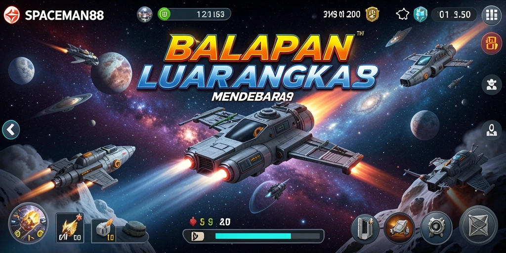 Tampilan gameplay balapan luar angkasa yang memukau di SPACEMAN88.