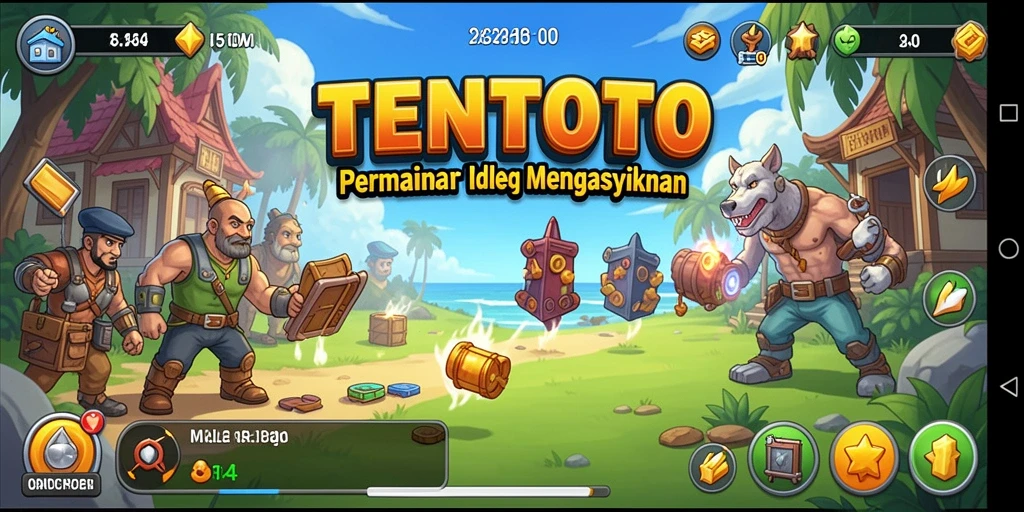 Screenshot utama TENTOTO menampilkan gameplay Idle yang mengasyikkan.