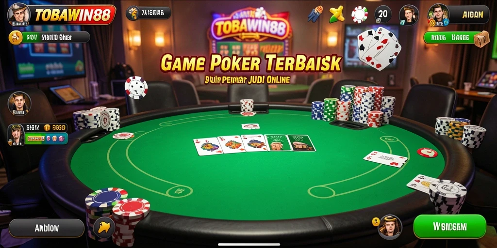 Tampilan gameplay Poker yang mendebarkan di TOBAWIN88.