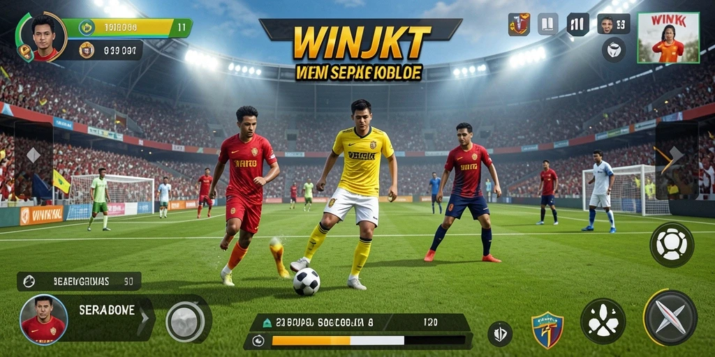 Tampilan gameplay seru dalam permainan sepak bola WINJKT.