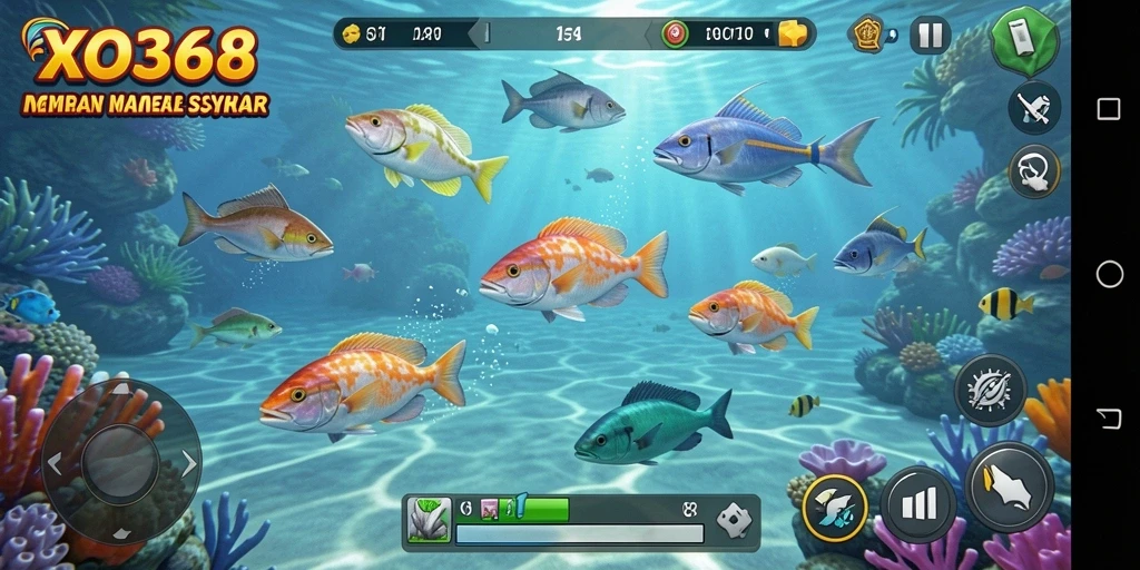 Tangkapan layar dari gameplay seru XO368 menembak ikan.